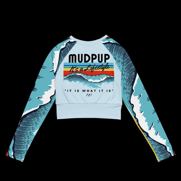 Long Sleeve Crop Top Beach Shirts Surf Shirt | MUDPUPs Beach More Worry Less - Picture 3 of 14